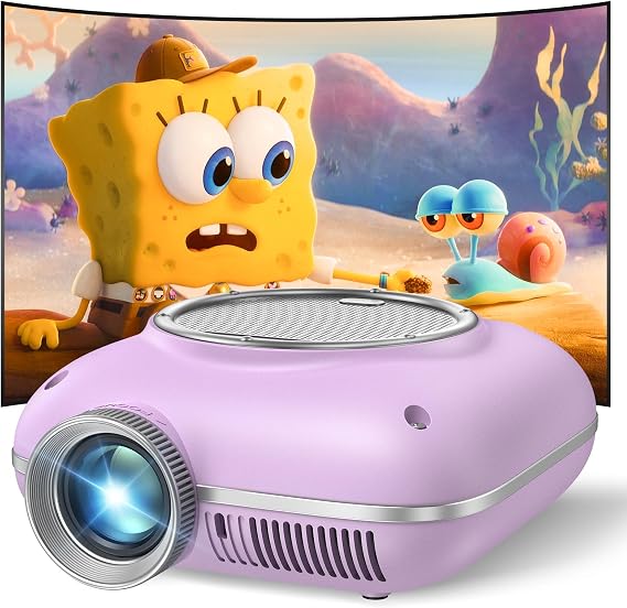 HOMPOW Mini Projector with Two -Way Bluetooth, Portable Projector for Home Theater Use, Support 1080P for Outdoor Projector/Movie Projector Compatible with HDMI, USB, Laptop, TV Stick (Purple)
