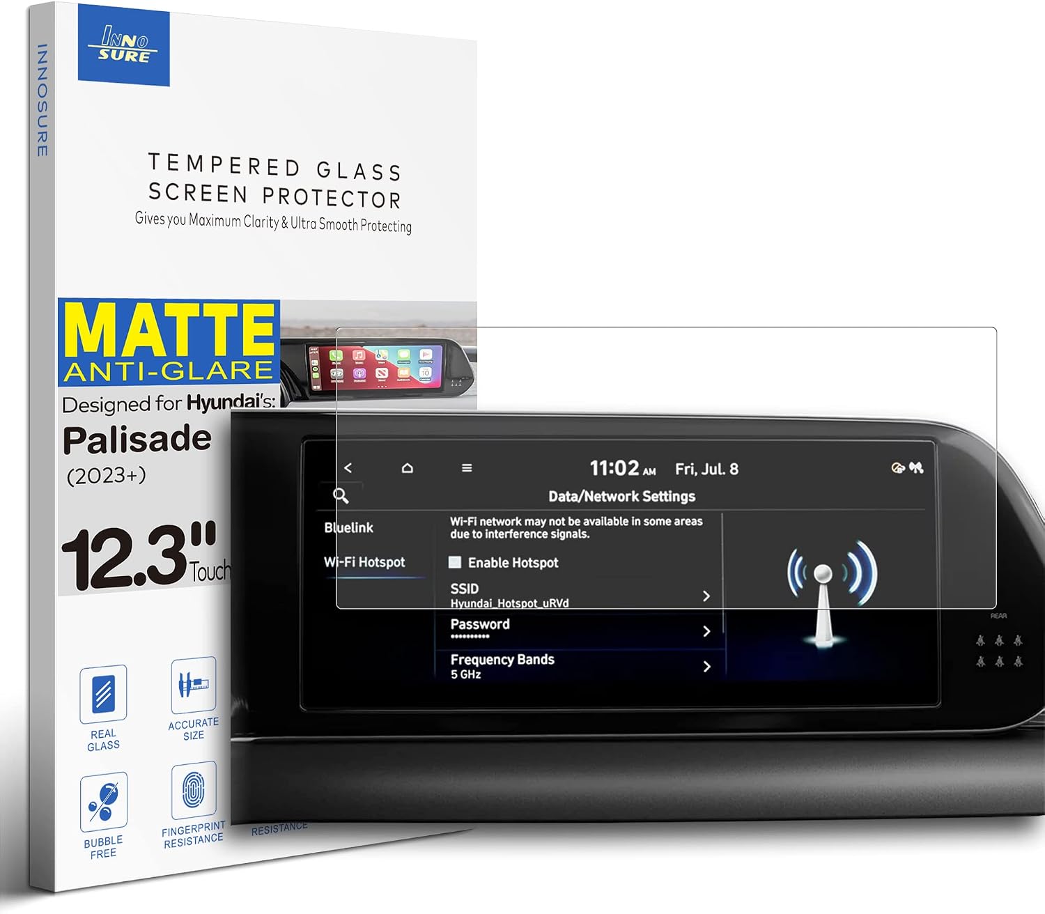 Premium Glass Screen Protector designed for 202320242025 Hyundai Palisade SESELXRTLimitedCalligraphy 12.3 Touchscreen Anti Glare Matte