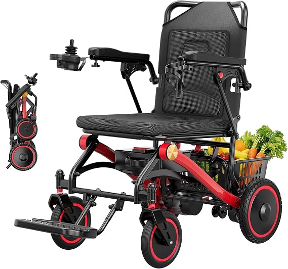 Lightweight Electric Wheelchairs for Adults 15.5 Kg, 20km Long Range, Airport Approved Folding Electric Wheelchair,125Kg Capacity, Suitable for All Terrains,Ideal for Elderly & Disabled (Rde)
