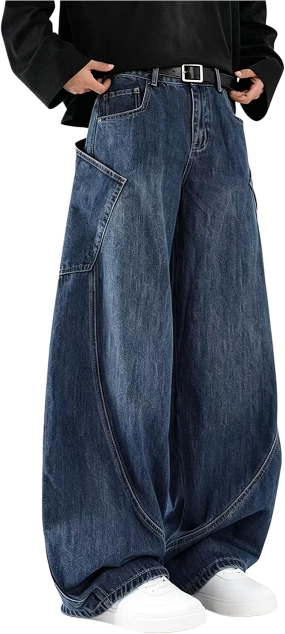 Men's Baggy Jeans Y2k Hip Hop Denim Pants Vintage Jnco Jeans Loose Fit Cargo Jeans Streetwear