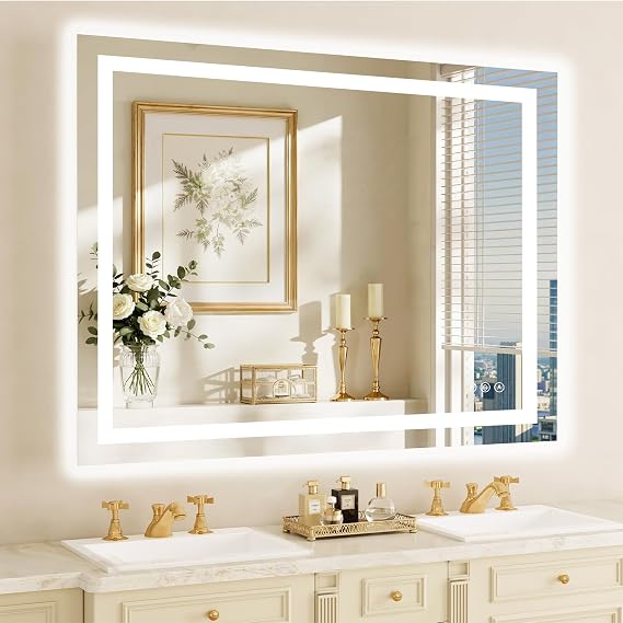 36"x48" LED Bathroom Mirror with Lights, Anti-Fog, Backlit+Frontlit
