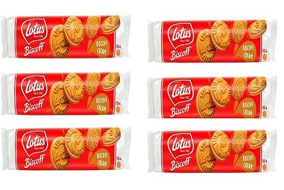 Lotus Biscoff Sandwich Cookies, Biscoff Cream, 15 Cookies per pack, 5.29 Ounce Pack of 6-31.74 OZ  in mialo box