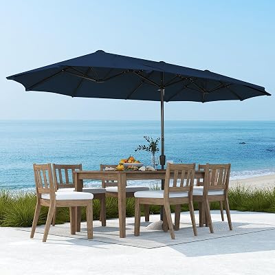 13ft Outdoor Patio Umbrella, Double Sided Market Rectangle Umbrella with Crank Handle,Large Sun Shade for Outside Deck,Backyard,Garden