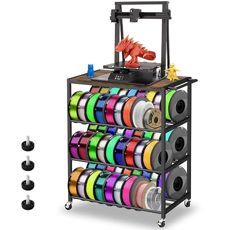 3D Printer Filament Storage - 3D Printer Stand - Heavy Duty Rolling Cart Printer Table, Filament Spool with Wheels for 3D Printer Filaments