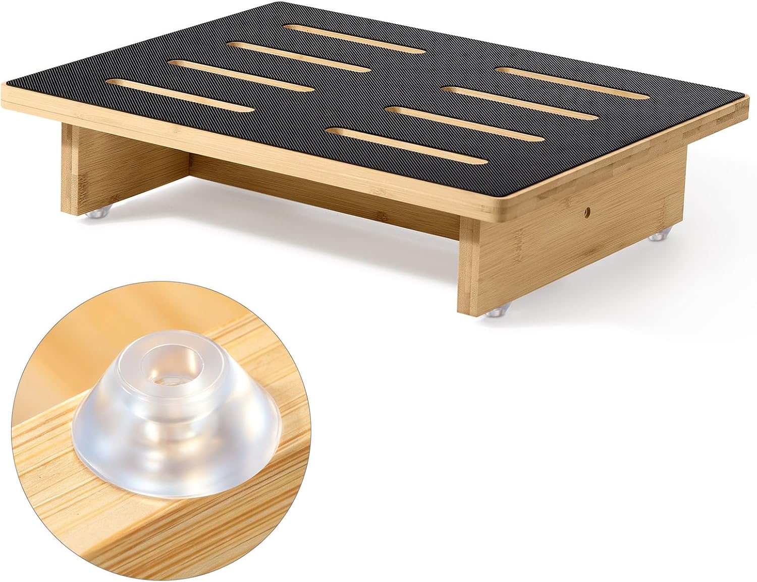 Roylvan Wooden Step Stool for Adults and Elderly, Single 9cm Wooden Step with Non-Slip Rubber Surface, Capacity 200kg, Indoor and Outdoor Use, Portable Step for Bathroom Kitchen Bed
