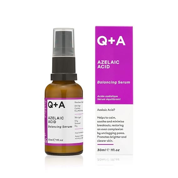 Q+A Azelaic Acid Balancing Serum (30ml), Natural Face Serum with Zinc PCA and Antioxidant Super Grains, Fragrance Free Skincare, Smoothes Skin