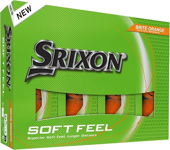 Srixon SOFT FEEL BRITE - High visibility and ultra-soft feel golf balls | Long distance and stable trajectory | Controlled spin and quick tracking | Orange/Red/Green