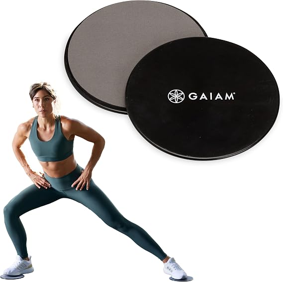 Gaiam Core Sliding Discs - Dual Sided Workout Sliders for Carpet & Hardwood Floor - Home Ab Pads Exercise Equipment Fitness Sliders for Women and Men