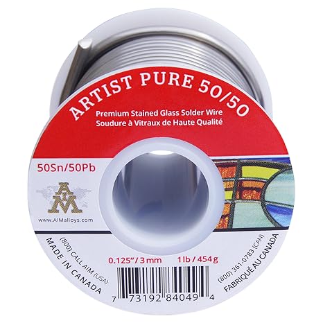 AIM Artist Pure 50/50 Stained Glass Solder, 0.125inch, 1lb (3mm / 454g)