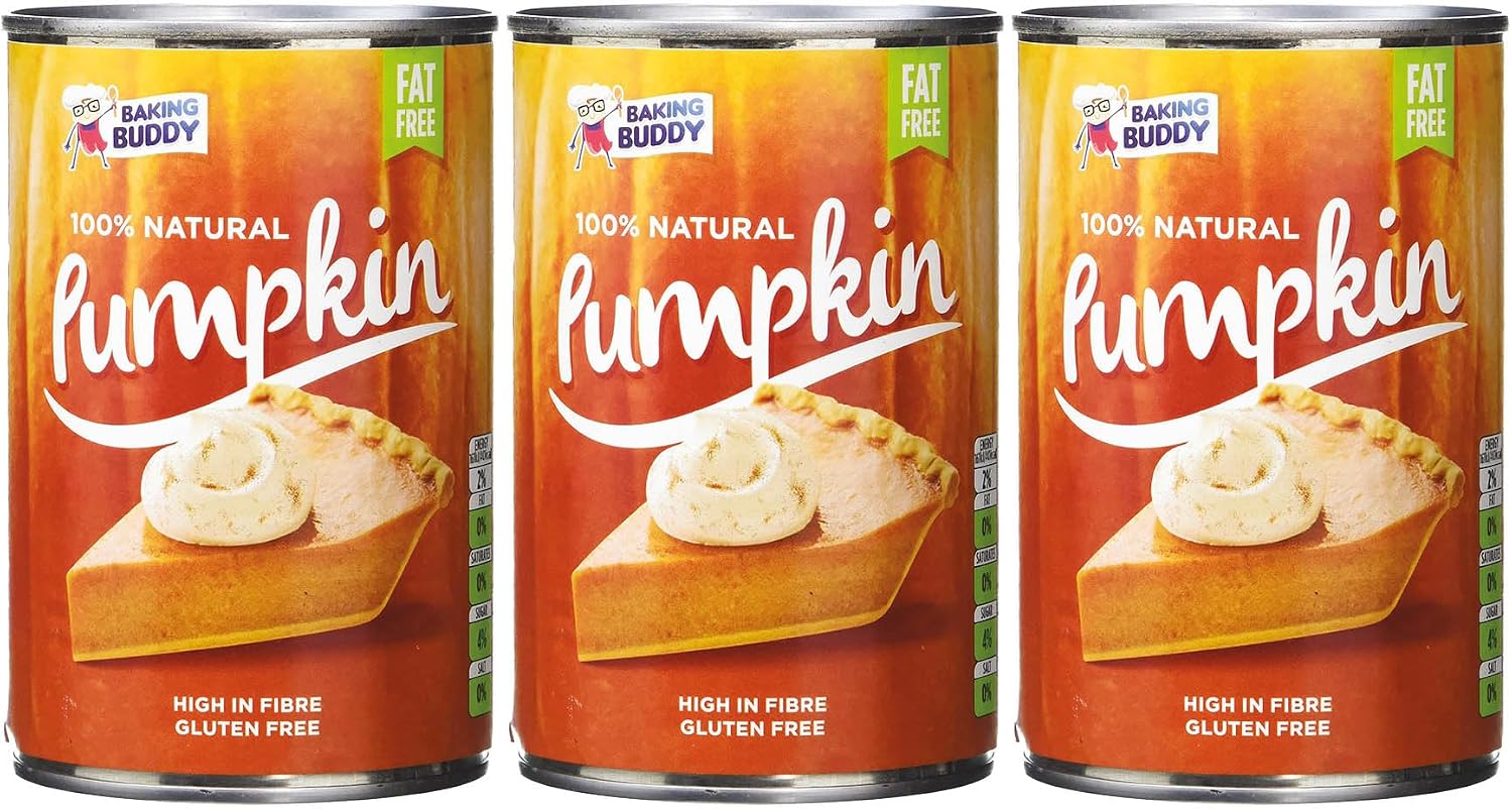 Baking Buddy Tinned Pumpkin Puree - 425g x 3 Pumpkin Pie Filling, 100% Natural I Source of Fibre I Gluten Free I Fat Free I Pumpkin Puree for Dog