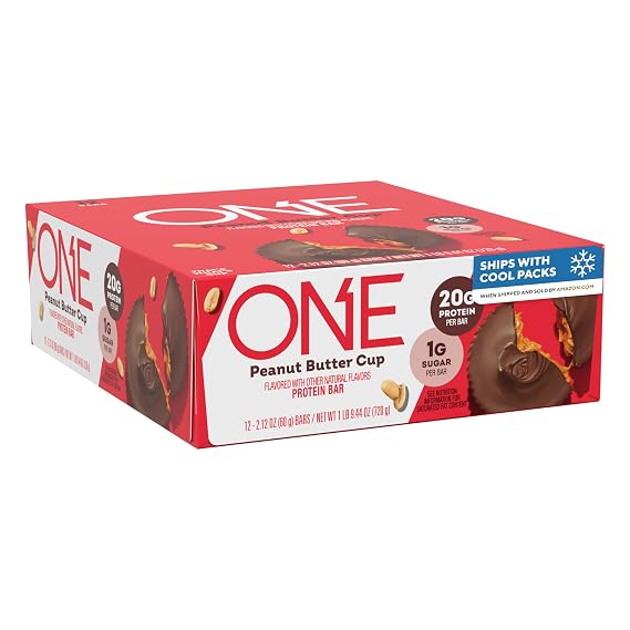 ONE Peanut Butter Cup Protein Bars, 20g Protein, Gluten Free Snacks, 12 ct