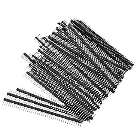 50Pcs Pin Headers, Single Row 2.54mm Breakaway PCB Board Header Pins Connector Male Header Kit for Arduino, Prototype Shield, and DIY Electronics