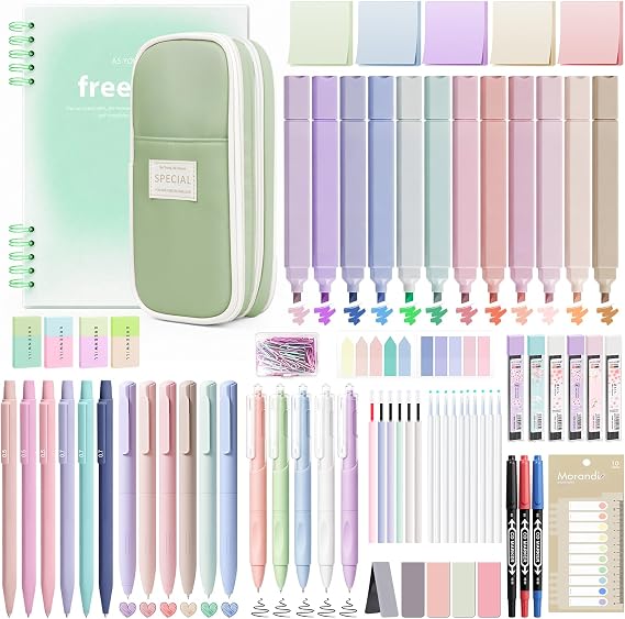 123 Pcs Pencil Case with Stationery Included,Aesthetic Stationery Supplies