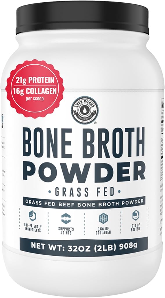 Bone Broth Protein Powder Pure Grass-Fed Beef Bone Broth, Unflavored with Natural Collagen, Glucosamine & Gelatin Paleo & Keto-Friendly,