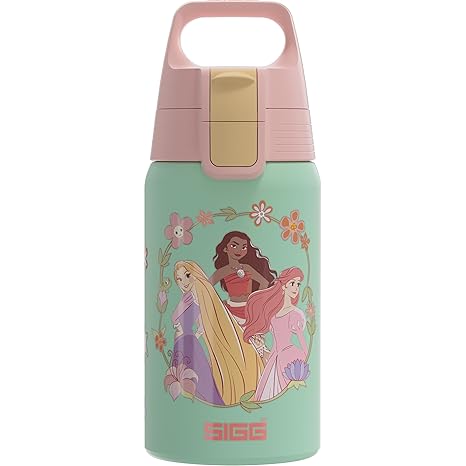Sigg Stainless Steel Children's Water Bottle Shield One Disney Princesses Suitable for Carbonated Drinks Leak-Proof Light as a Feather BPA-Free Sports & School 0.5 L