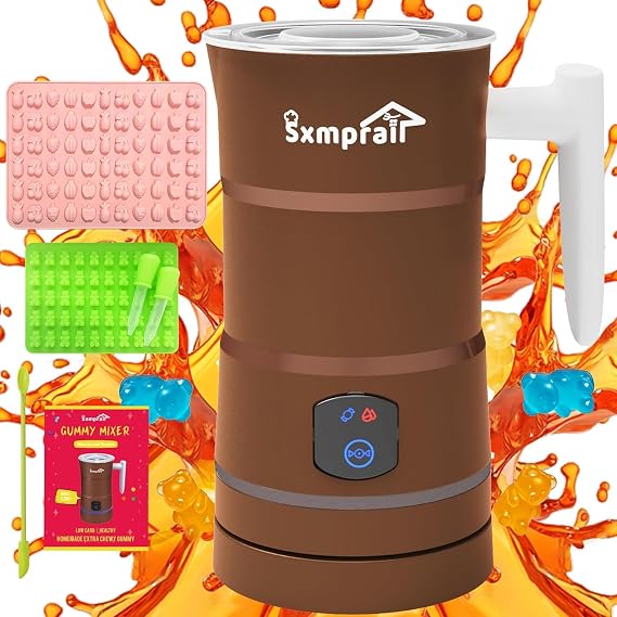 Gummy Maker Machine, Oil Infused Gummy Candy Maker, DIY Edible Gummy, Jelly & Pudding, Gummy Making Kit, Include 1 Bear Mold, 1 Fruit Mold, 2 Dropper &1 Mixing Stick 5-Years Free Replacement (Brown)