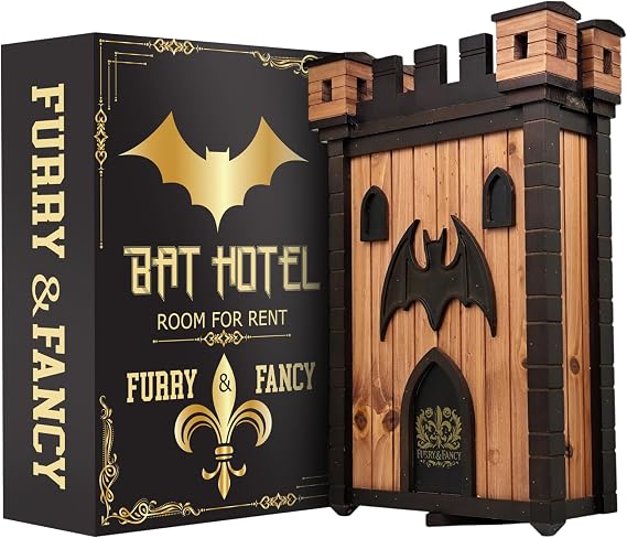 Furry & Fancy Bat Houses for Outdoors Gothic Bathouse for Outdoors Hanging Large 2-Chamber Bat Cave for Up to 80 Bats Handmade Wooden Castle Bat House for Outside Easy Installation