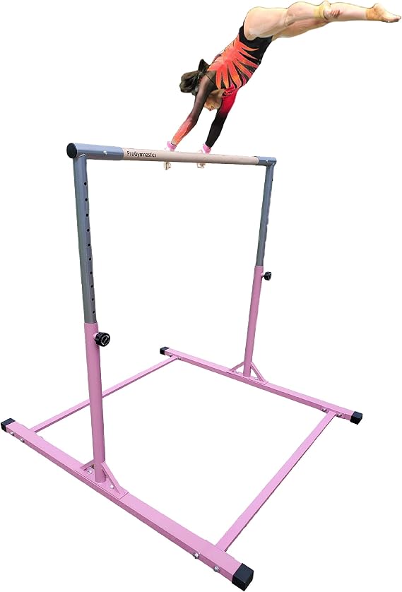 ProGymnastics Horizontal Bar Gymnastics 3' to 5' Kip Junior Sturdy Adjustable Bars Teenagers Pink