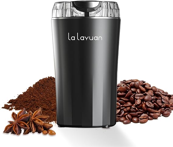 Electric Coffee Grinder, 200W, 304 Stainless Steel Cutter Head, Portable, Household Spice Grinder, 28,000 RPM, Can Make 12 Cups of Coffee At A Time, Suitable for Office Camping (Black)
