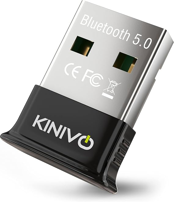 Kinivo USB Bluetooth Adapter for PC (BT5.0, Plug & Play Wireless Dongle Receiver for Ubuntu, Windows 11/10/8.1) Works with Laptops, Headsets, Speakers, Mouse, Keyboard, Printers, Gaming Controllers
