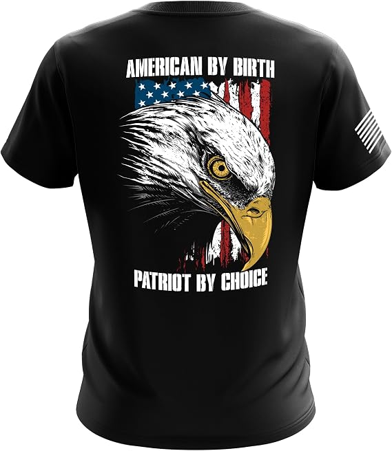 Patriotic American Flag Mens T-Shirt, Heavyweight Classic Fit Short Sleeve Shirt Men's Tees | Patriot By Choice Mens Tee M