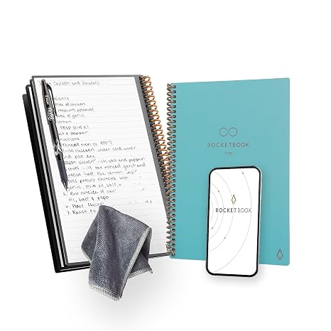 Rocketbook Core Professional Notebooks, 6-inch x 8.8-inch, College Ruled, 18 Sheets, Blue (EVR2-E-RCCCEFR)
