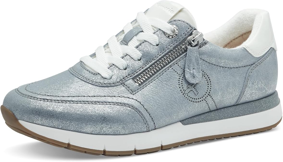 Tamaris Women's Wide Fit Flat Lace Up Trainers with Zip
