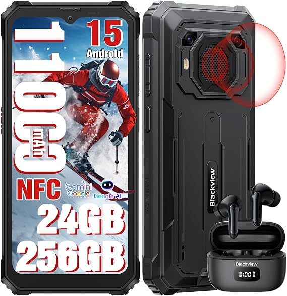 Blackview BV6200Plus Rugged Phone Android 15, 98dB Super Speaker 11000mAh, 24GB+256GB/2TB Rugged Smartphone Unlocked, 6.56" HD+ 90Hz Waterproof Phone 2025 NFC/Fingerprint/GPS/T-moblie/IP69K/3 Slots