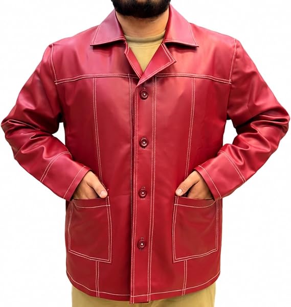 Tzee's Men's Red Club Leather Jacket - Halloween costume