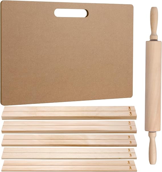 Newtay 12 Pcs Pottery Tools Wood Rolling Pin Sculpting Kit, Wedging Board