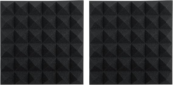 Gator Frameworks 2 Thick Acoustic Foam Pyramid Panels 12x12, Charcoal (2) Pack (GFW-ACPNL1212PCHA-2PK)