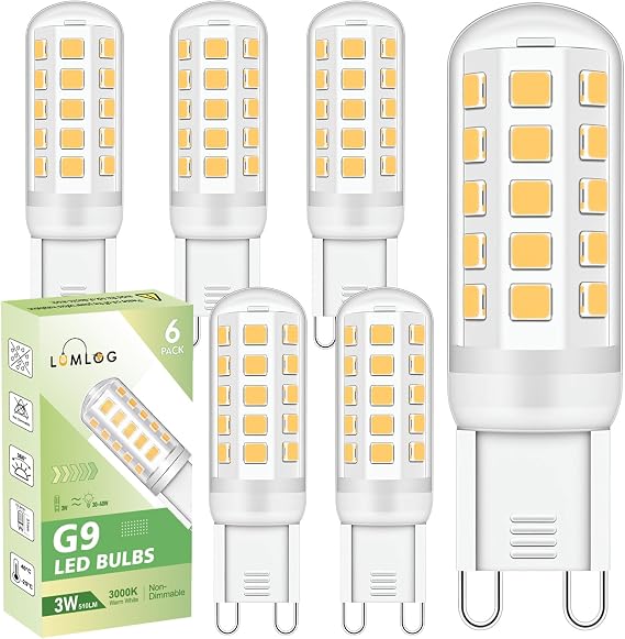 G9 Led Bulbs Warm White 6-Pack, 3W 510 Lm 3000 Kelvin G9 Led Light Blubs, Equivalent to 30-40W Halogen, 220-240V No Flicker Non-Dimmable Energy Saving, for Home Lighting Decor [Energy Class C] [Energy Class C]