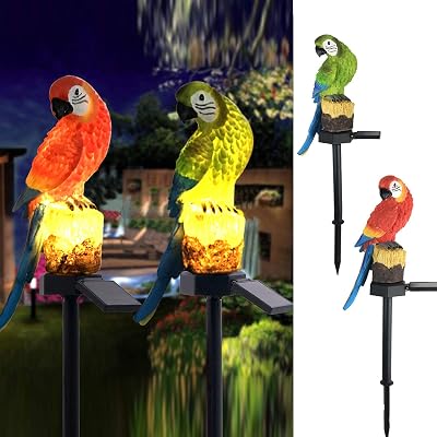 Solar LED Lights Garden Decor Parrot Statue Light Outdoor Decoration Garden Lawn Landscape Light Porch Yard Outside
