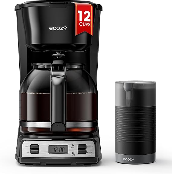 ecozy 12-Cup Drip Coffee Maker with Electric Coffee Grinder Combos