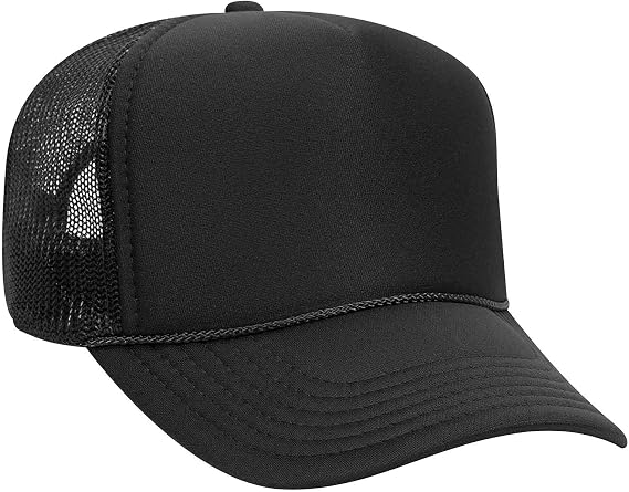 Trucker Hat, Stiff Structured Front Panels Baseball Golf Dad Cap, Breathable Mesh Side, Adjustable Fit Sport & Casual Wear Black