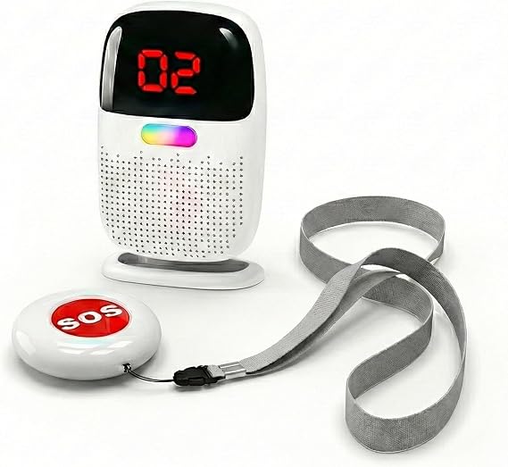 PILSAMAS Full Rechargeable Caregiver Pager with 1 Emergency Call Button