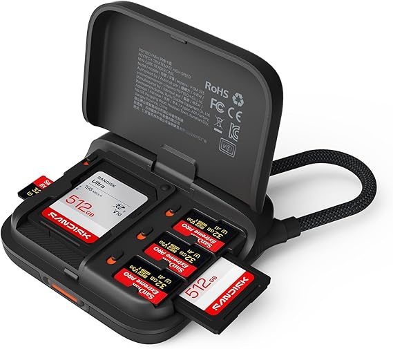 PGYTECH Mini SD Card Reader Case, 2-in-1 UHS-II SD 4.0/Micro SD Card Reader