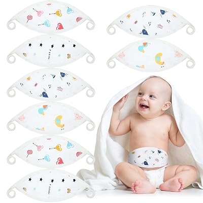 8 Pcs Newborn Infant Belly Wrap Comfort Cotton Umbilical Cord Cover Band Cartoon Soft Baby Belly Band Newborn Navel Belt for Protection Abdomen Baby Boy Girl Gifts 0-12 Months, 4 Styles Cute