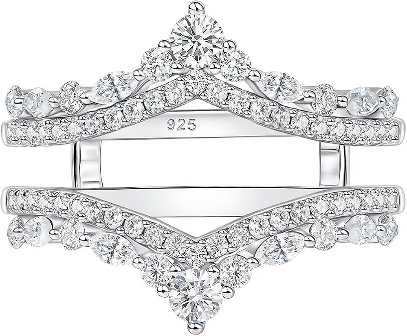 925 Sterling Silver Moissanite Ring Enhancer for Engagement Rings