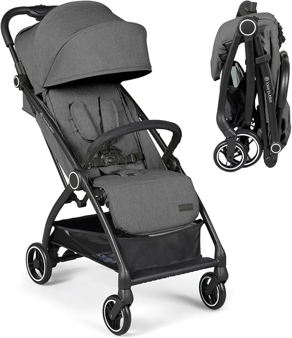 Ickle Bubba Aries Autofold Stroller (Graphite Grey) | Feather-Light Design, Multi-Position Recline, Auto-Fold Mechanism, Large Seat from Birth to 22kg, UPF 50+ Hood & Basket