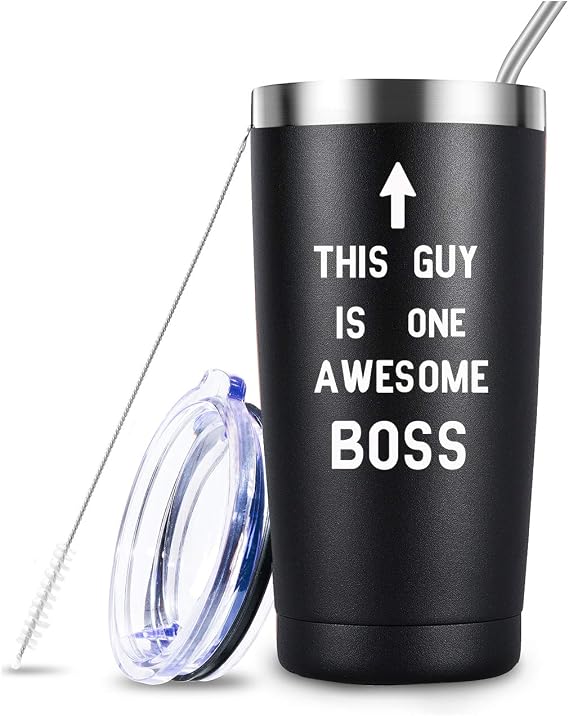 Boss Gifts for Men, Bos Day,Christmas, Birthday Gifts For Bosss,Manager Director Friends Leaving Moving Appreciation Retirement 20oz Stainless Steel Cup