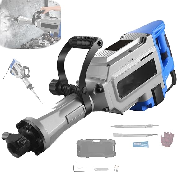 3000W Portable Cordless Rotary Hammer Drill, 3 Application Modes, 2200r/min, 360 Adjustable Handle, Hexagonal Electric Pick(Combo2)