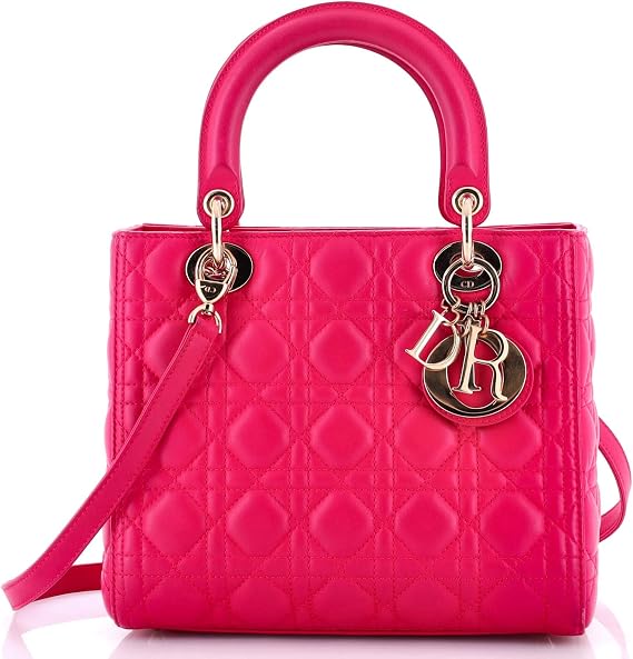 Pre-Loved Lady Dior Bag Cannage Quilt Lambskin Medium, Pink