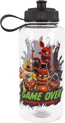 Silver Buffalo Five Nights at Freddys Special Delivery Game Over Sports Water Bottle Featuring Freddy Fazbear, Chica, Bonnie, and Foxy, 33.8 Ounces