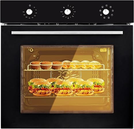24 Inch Single Wall Oven, 2.5 Cu.Ft Capacity Built-in Electric Wall Oven with 8 Cooking Functions & with Convection, Defrost, 3000w Stainless Steel Built in Oven