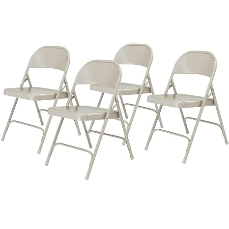 National Public Seating NPS 50 Series Metal All-Steel Folding Chair, Gray, 4/Pack (52/4)