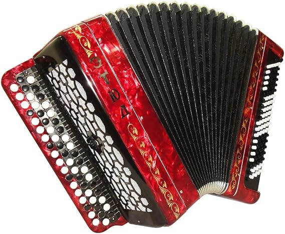 Brand New Tulskiy Bayan Russian Buton Accordion Etude 205M2 made in Tula, Russia, incl. Straps, Case, BN 40 Red, Perfect Sound!