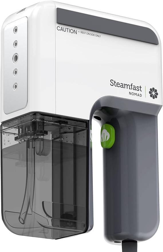 Steamfast NOMAD Portable Travel Steamer for Clothes - Handheld Garment Steamer with 30 Second Heat Up, 11 Minutes Steam Time, 7.5 ft Cord, 5 oz Tank, Chemical Free
