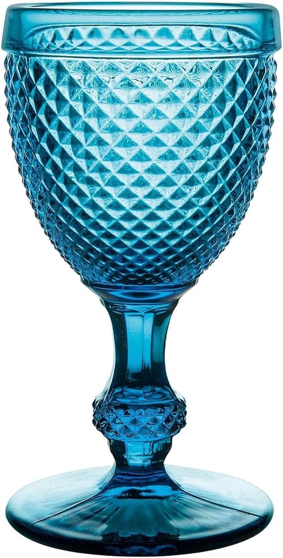 Blue Glass Bicos Water Goblet, Set Of 4