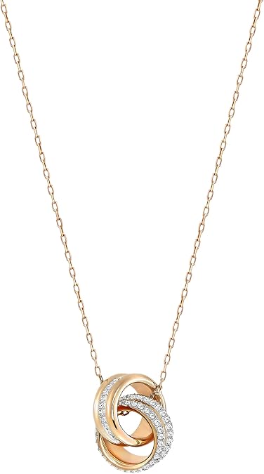 Swarovski Jewelry Crystal Elegance Necklace Collection, with Crystals and Clear Stones on Rhodium and Rose Gold-Tone Finished Metal